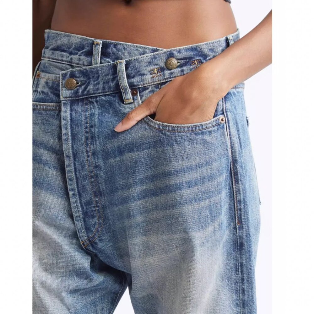 LIMITED NWT R13 Cuffed Crossover Straight Leg Jeans Estin Selvedge Blue - Picture 3 of 10